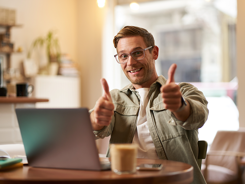 Person working on laptop in office